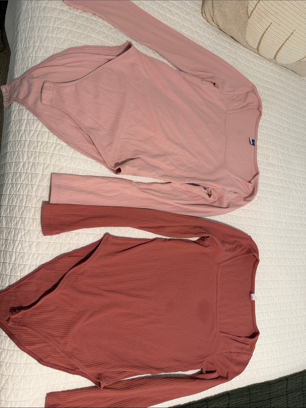 Old Navy Ribbed Long-Sleeve Bodysuits - Light Pink & Dusty Rose